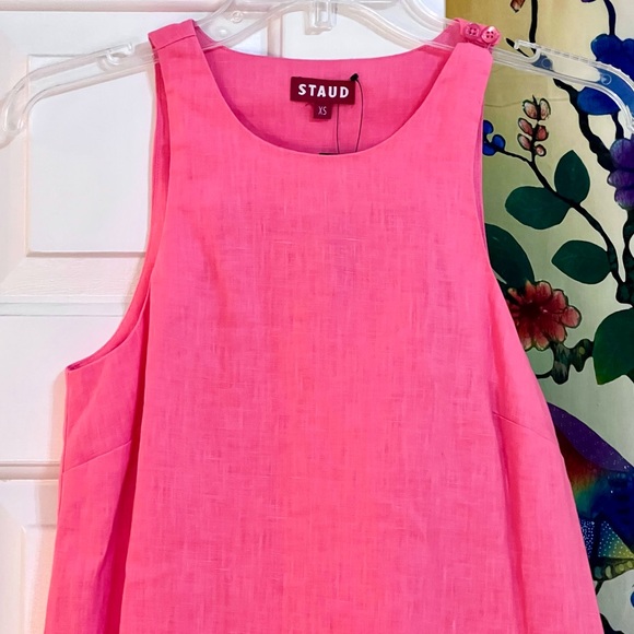 πΊπHPππΊ NWT Staud Allori Mini Dress Coral Paradise/Pearl Pink - Picture 10 of 16